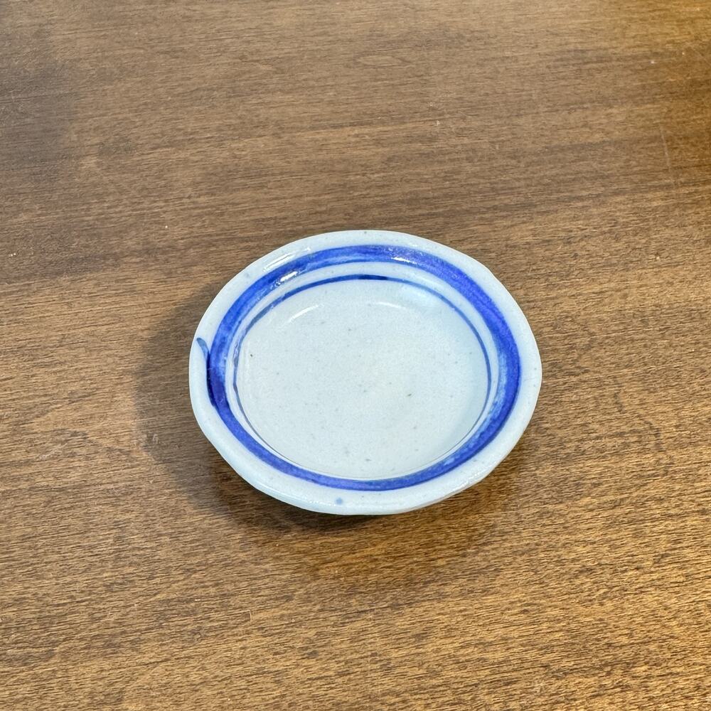 Vintage Ceramic Butter Pat Dish Small Dipping Sauce Bowl Blue & White 2"